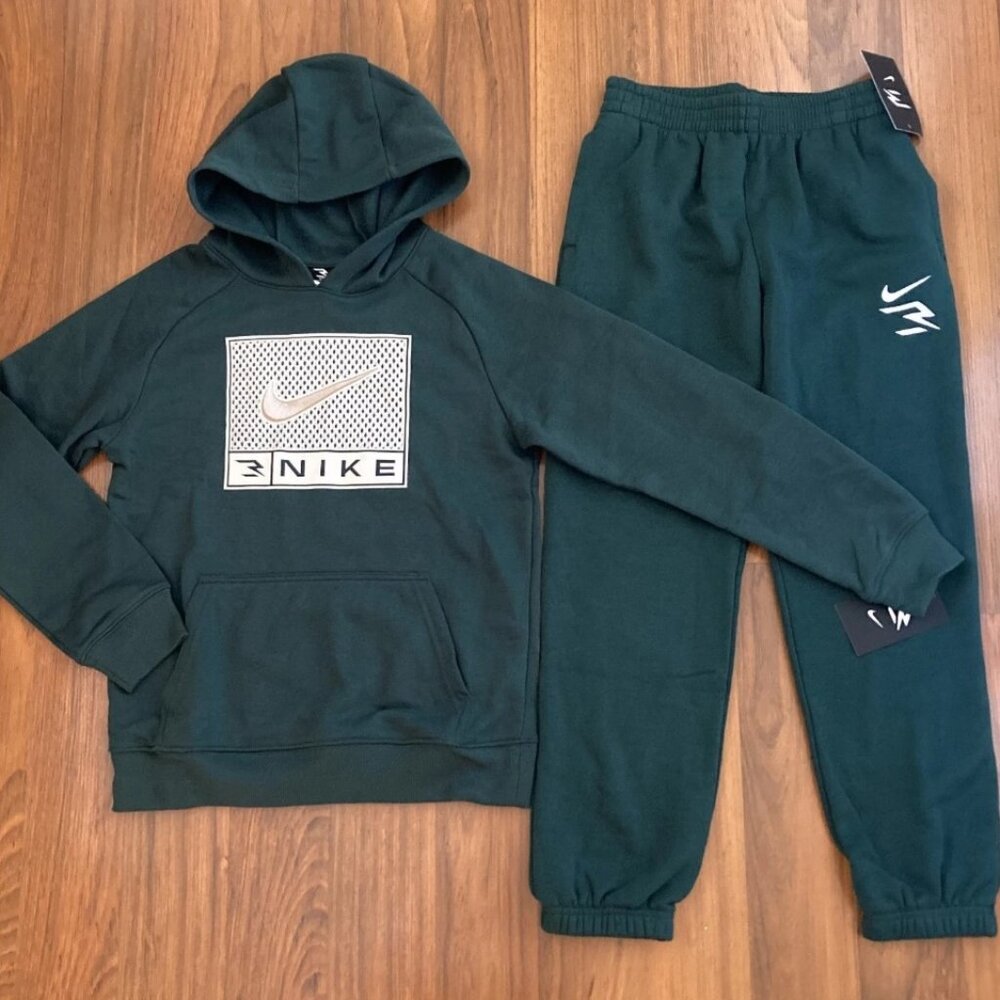 Nike Youth Set Boy's Hoodie PANTS Tracksuit 2pc Green Size M (10/12) New